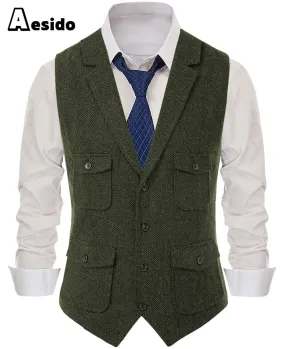 Men's Single Breasted Notch Lapel Waistcoat