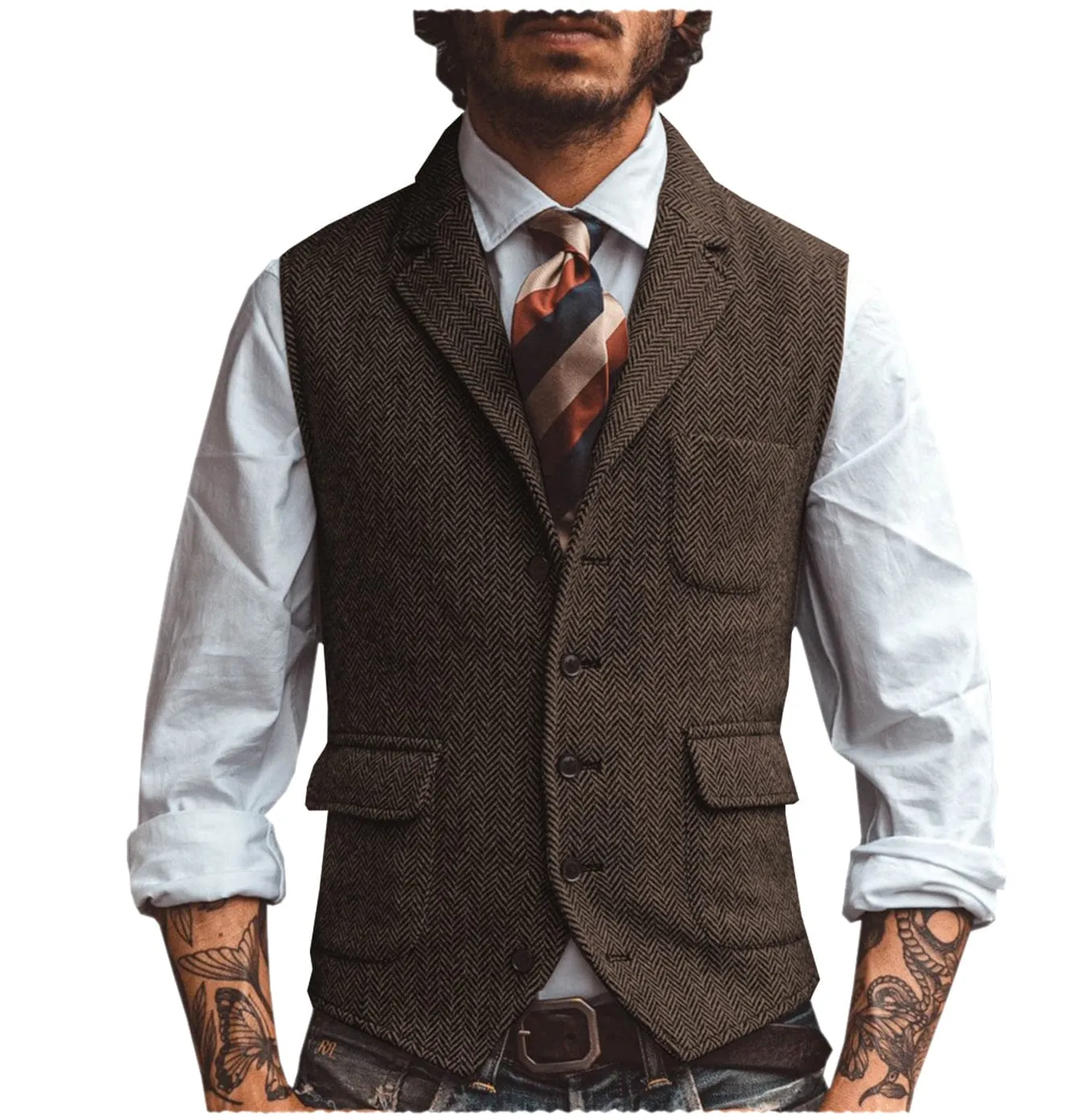 Men's Vest Notch Lapel Single Breasted Waistcoat