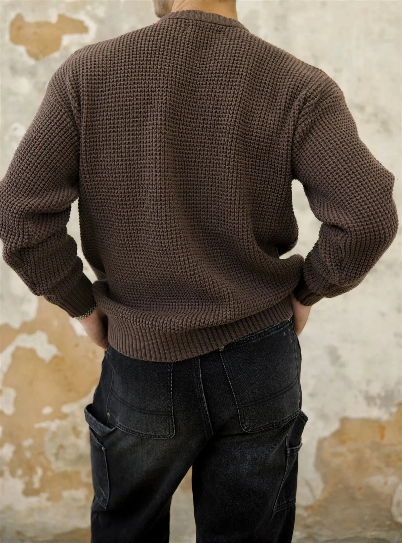 Men's Waffle O-neck Pullover