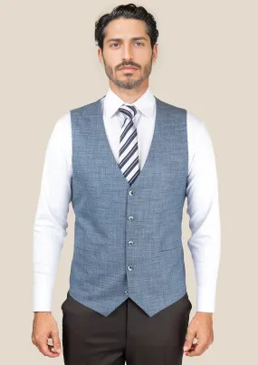 Mid Blue Hopsack Vest