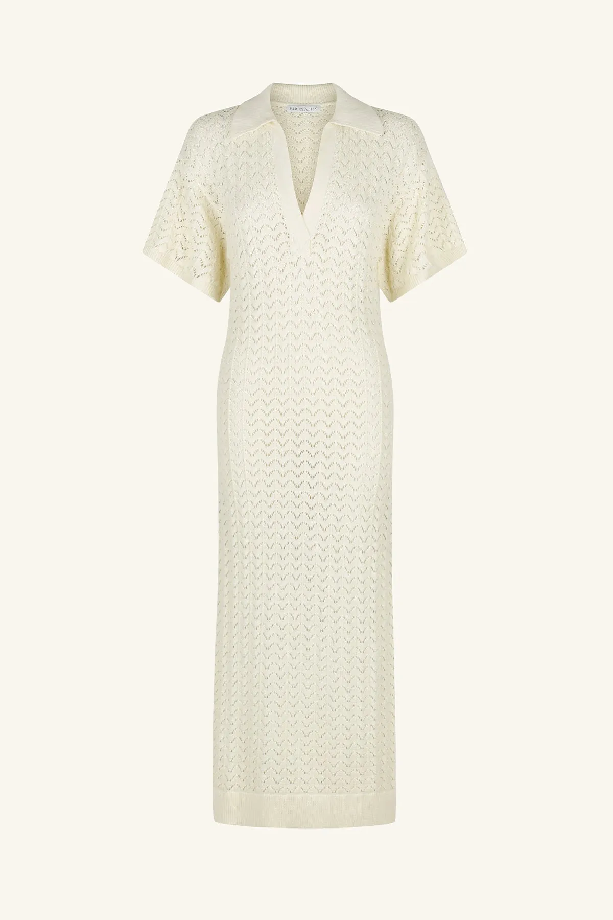 MIKALA CROCHET POLO MIDI DRESS - COCONUT