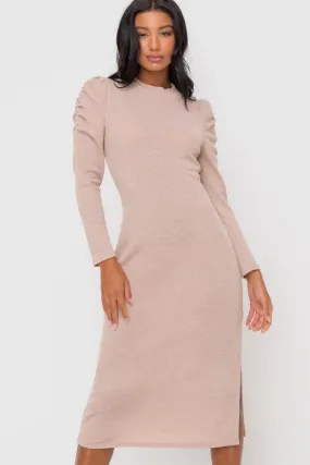 Molly Midi Dress in Beige