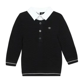 Navy blue sweater with faux shirt collar  - FINAL SALE