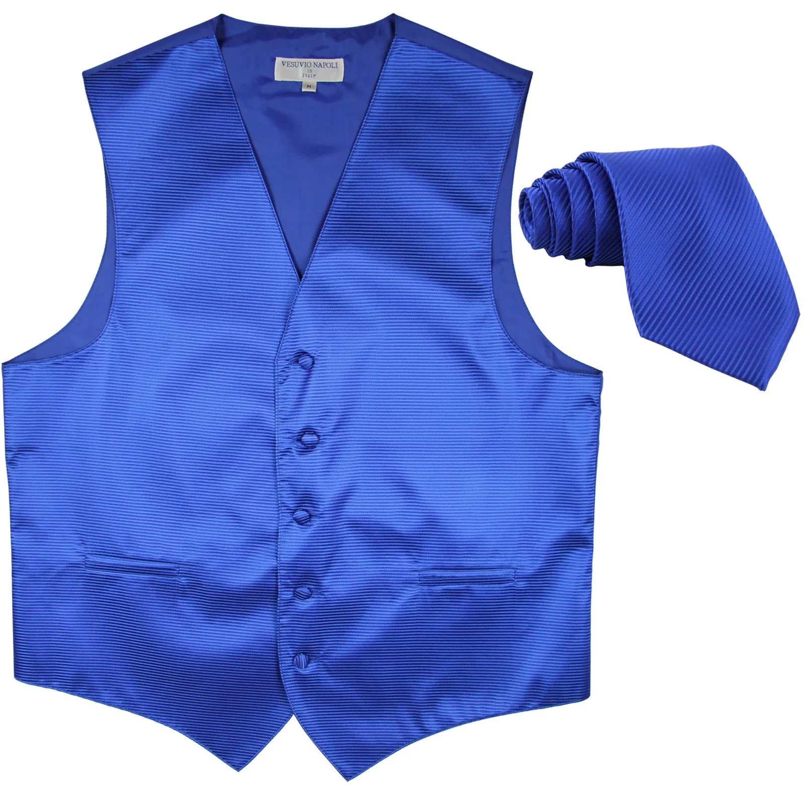 New formal men's tuxedo vest waistcoat & necktie horizontal stripes prom royal