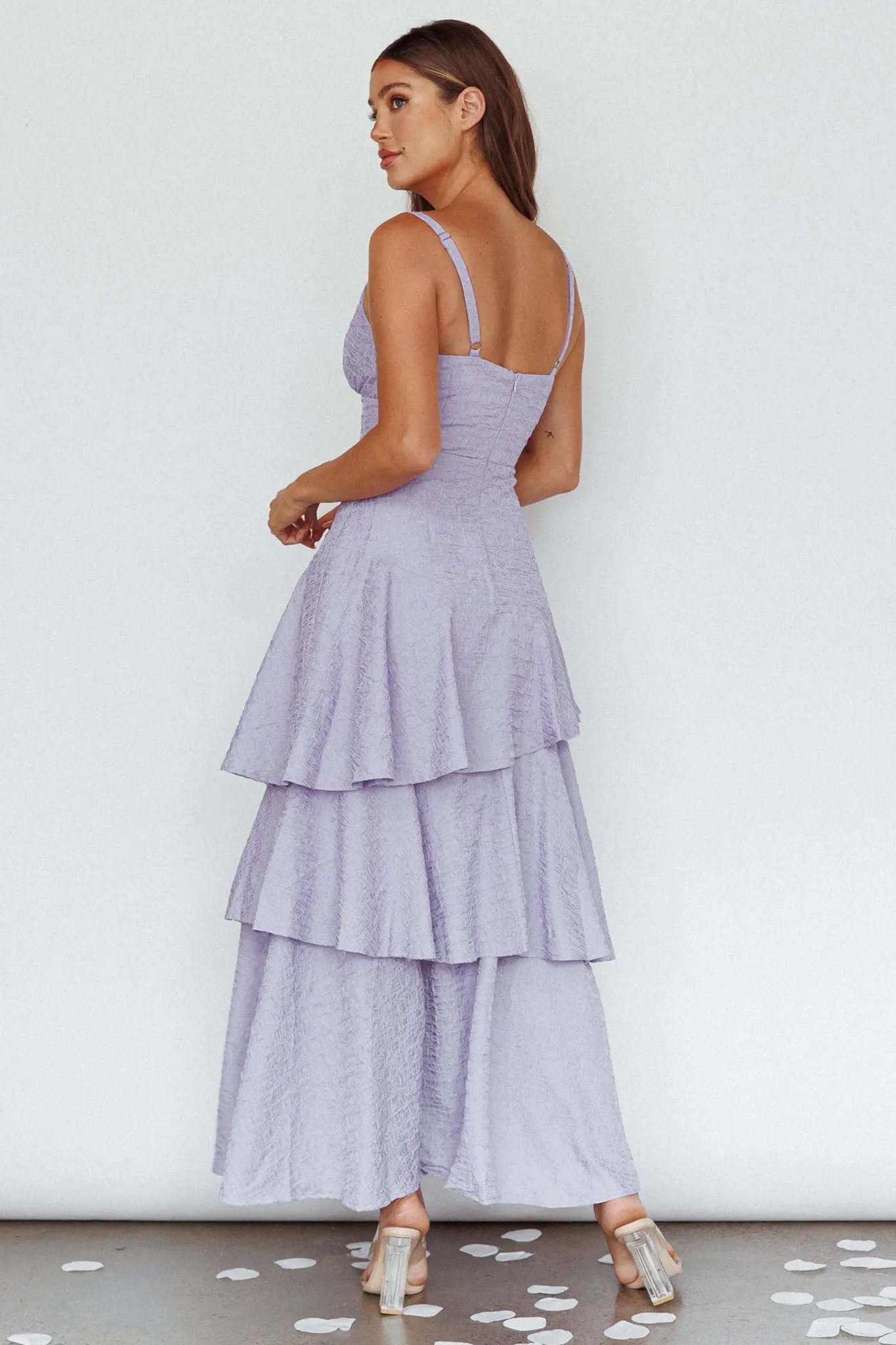 New Vibes Layered Hem Maxi Dress Lilac