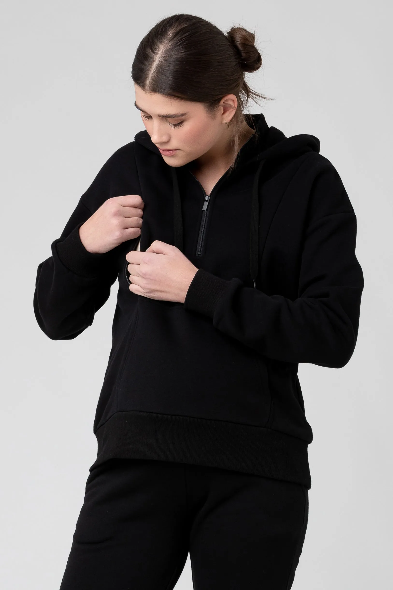 Nicky Maternity Nursing Hoodie Black