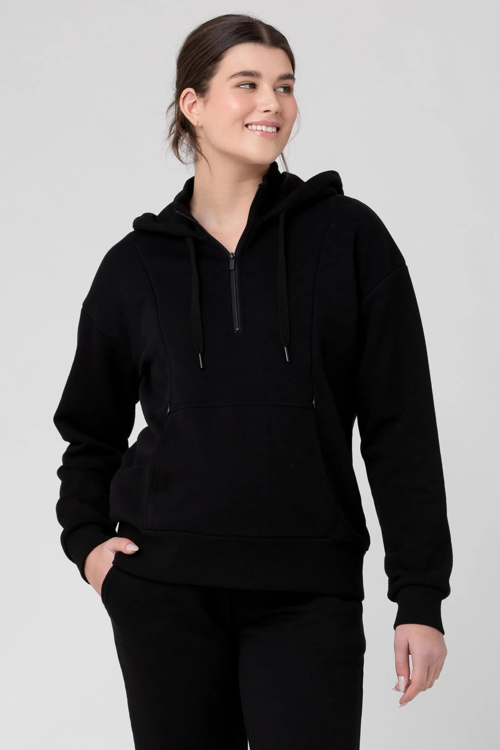 Nicky Maternity Nursing Hoodie Black