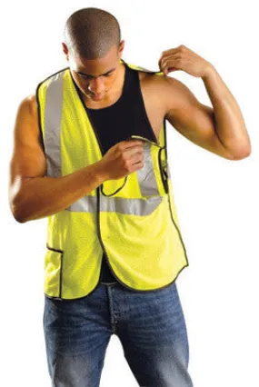 OccuNomix 2X Hi-Viz Yellow OccuLux Premium Light Weight Polyester Mesh Class 2 5-Point Break-Away Vest With Front Hook And Loop Closure And 3M Scotchlite 2" Reflective Tape And 2 Pockets