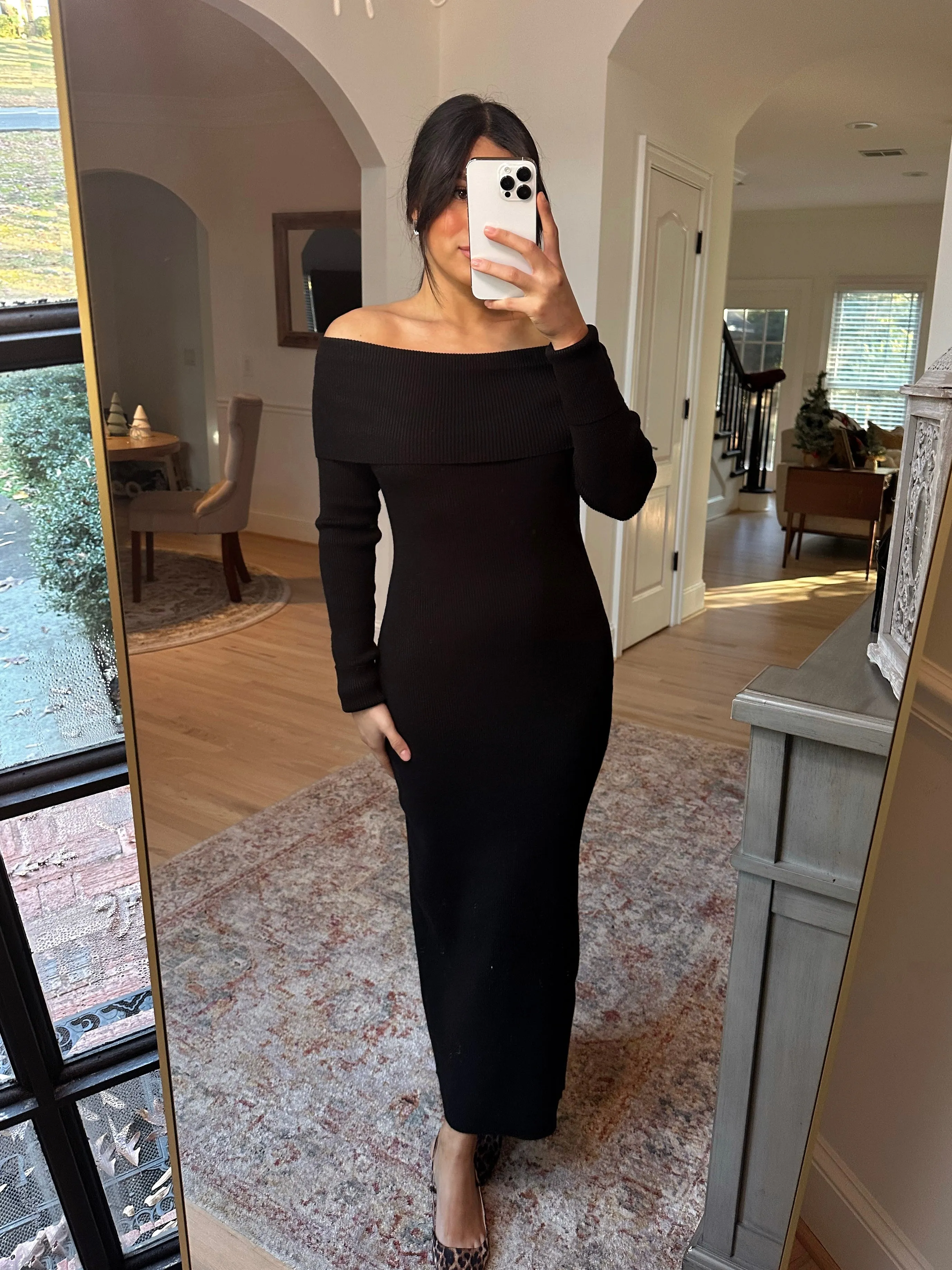 Off Shoulder Black Sweater Dress