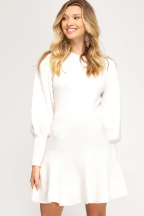 Off White Knit Sweater Dress