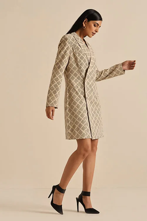 Okhai 'Compassionate' Pure Cotton Hand Block Printed Blazer Dress