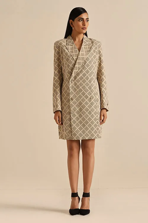 Okhai 'Compassionate' Pure Cotton Hand Block Printed Blazer Dress