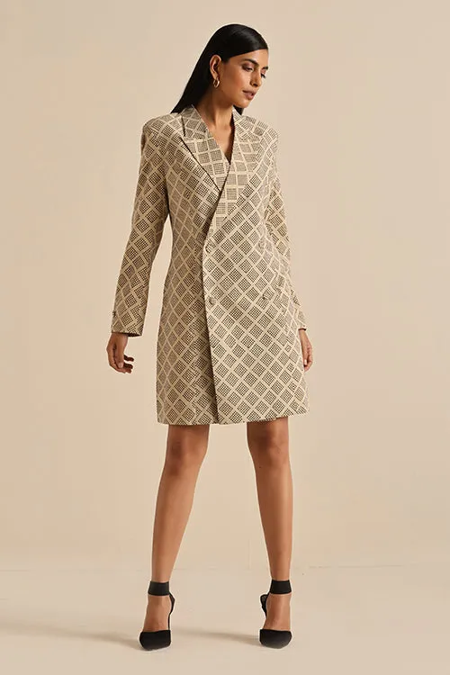 Okhai 'Compassionate' Pure Cotton Hand Block Printed Blazer Dress