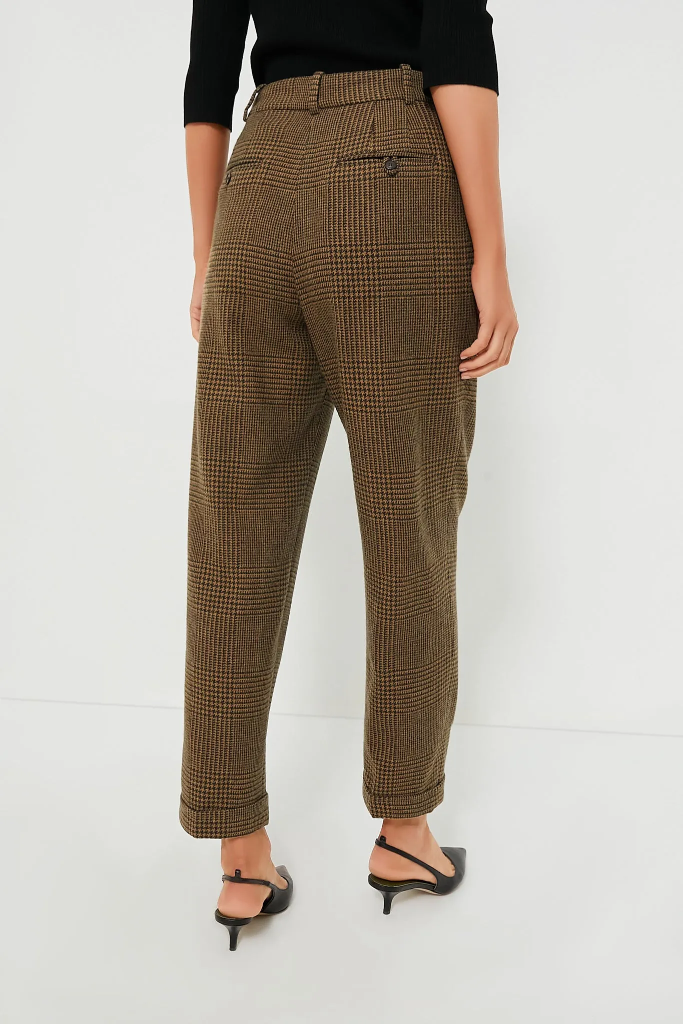 Olive Glen Check Cropped Trouser