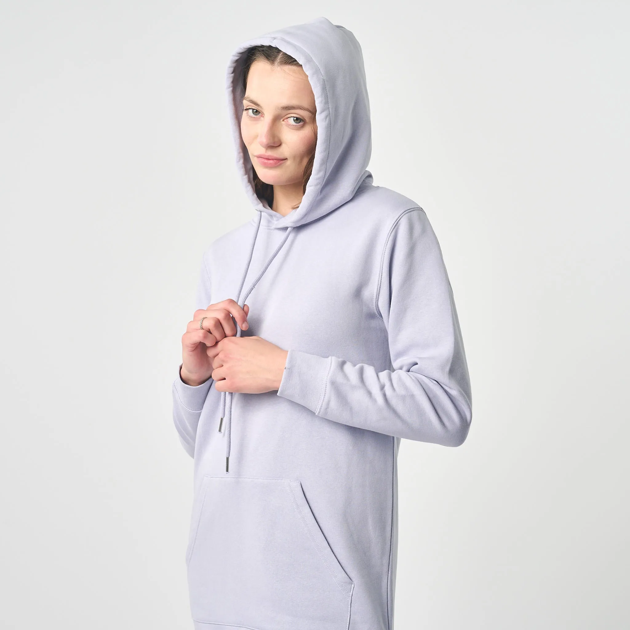 Omnitau Women's Omaha Organic Cotton Casual Fit Hoodie Dress - Lavender Purple