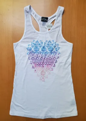 ON SALE Aztec Heart Vintage Tank Top (White)