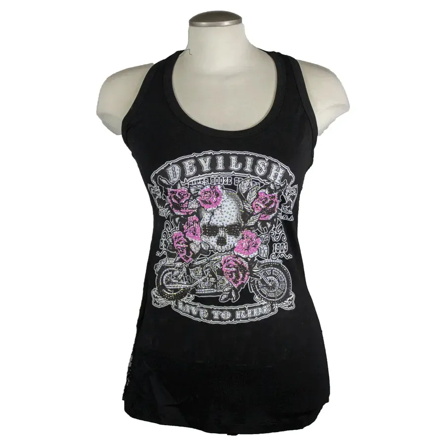 Open Road Women's Devilish Lace Back Tank Top