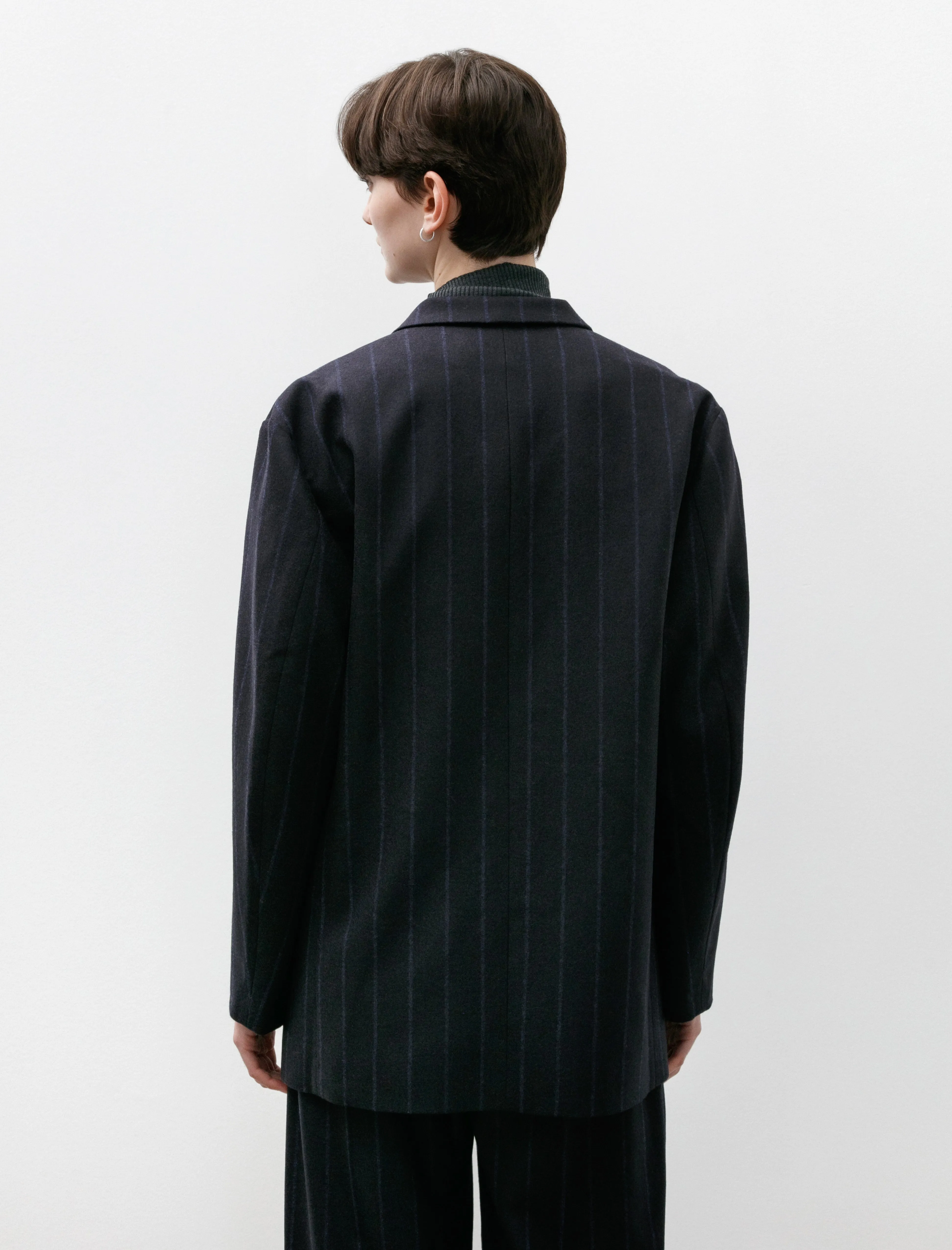 Oversized Blazer with Darts Navy Pinstripe