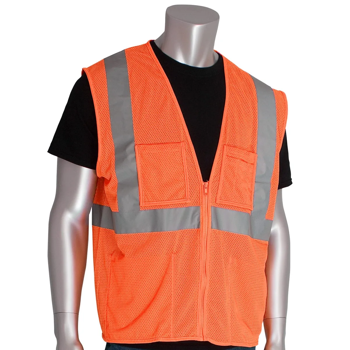 PIP 302-MVGZ4POR - ANSI Hi-Vis 4 Pocket Surveyors Reflective Safety Vest