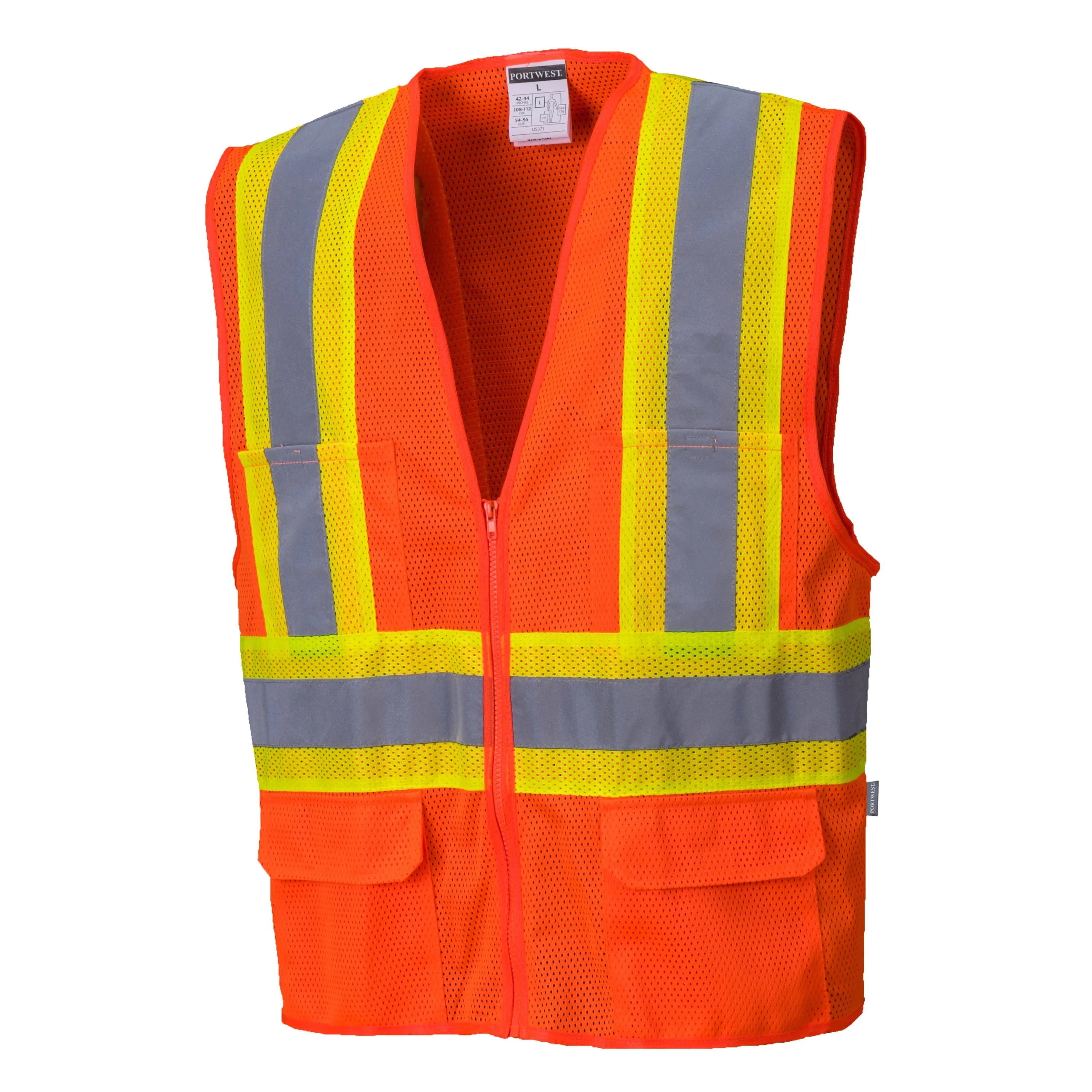 PORTWEST® US371 Tulsa Contrast Hi Vis Mesh Safety Vest - ANSI Class 2