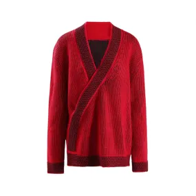 Pre Order:  Loose Red Striped Casual Knitted Sweater