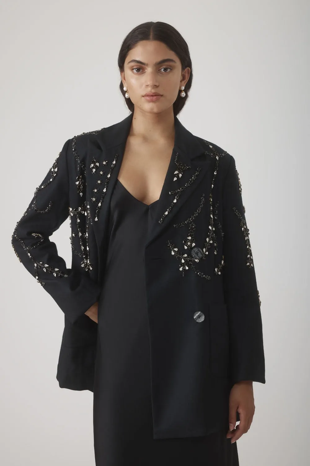 PRIYA EMBELLISHED BLAZER - NOIR