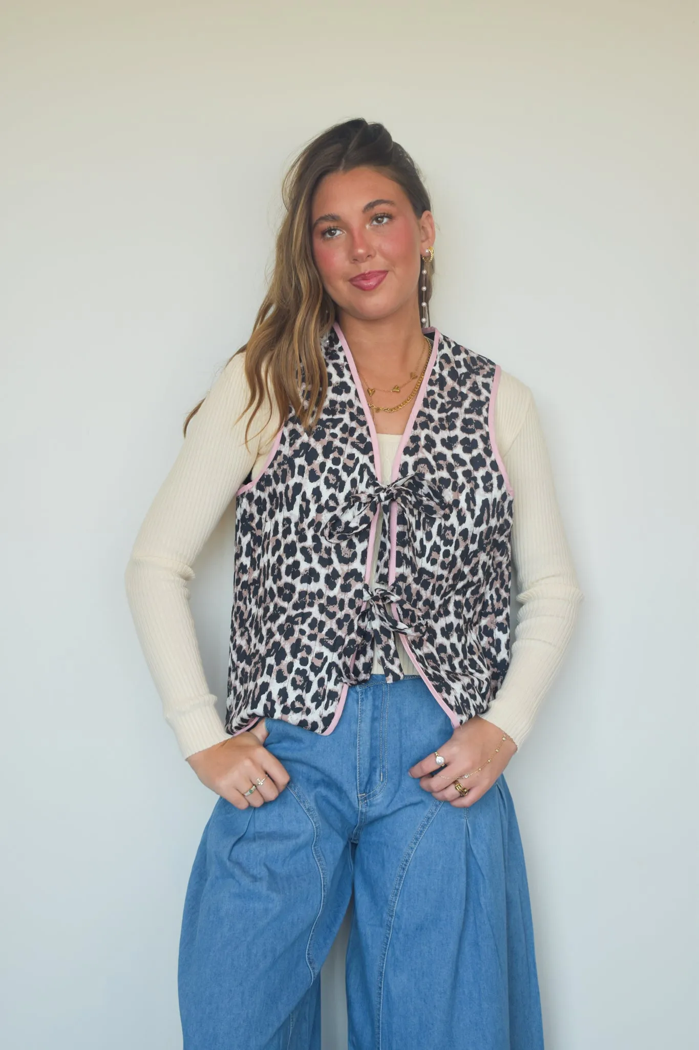 Quilted Leopard Sleeveless Vest