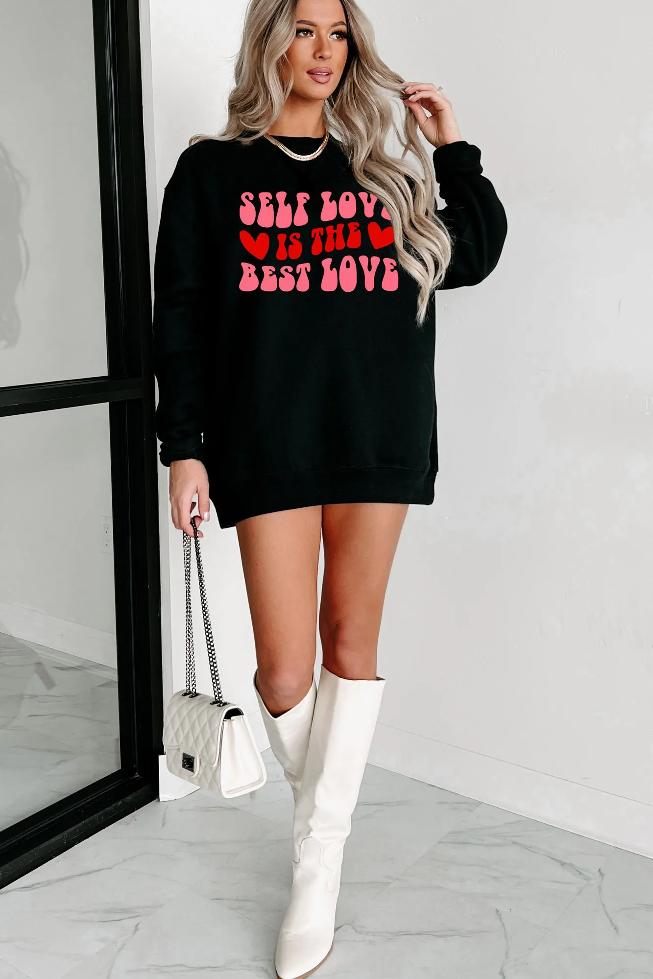 "Self Love Is The Best Love" Graphic Multiple Shirt Options (Black) - Print On Demand