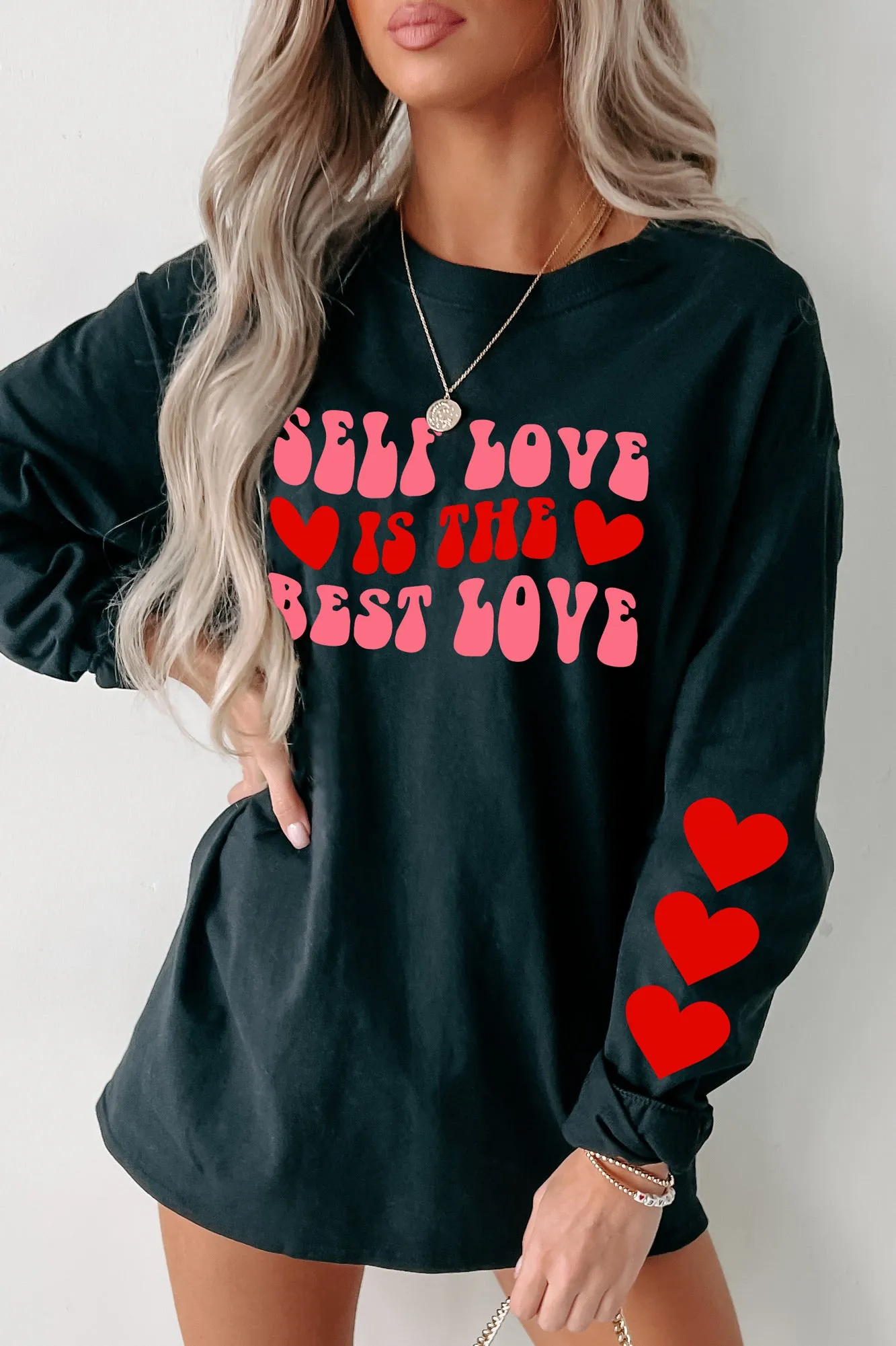 "Self Love Is The Best Love" Graphic Multiple Shirt Options (Black) - Print On Demand