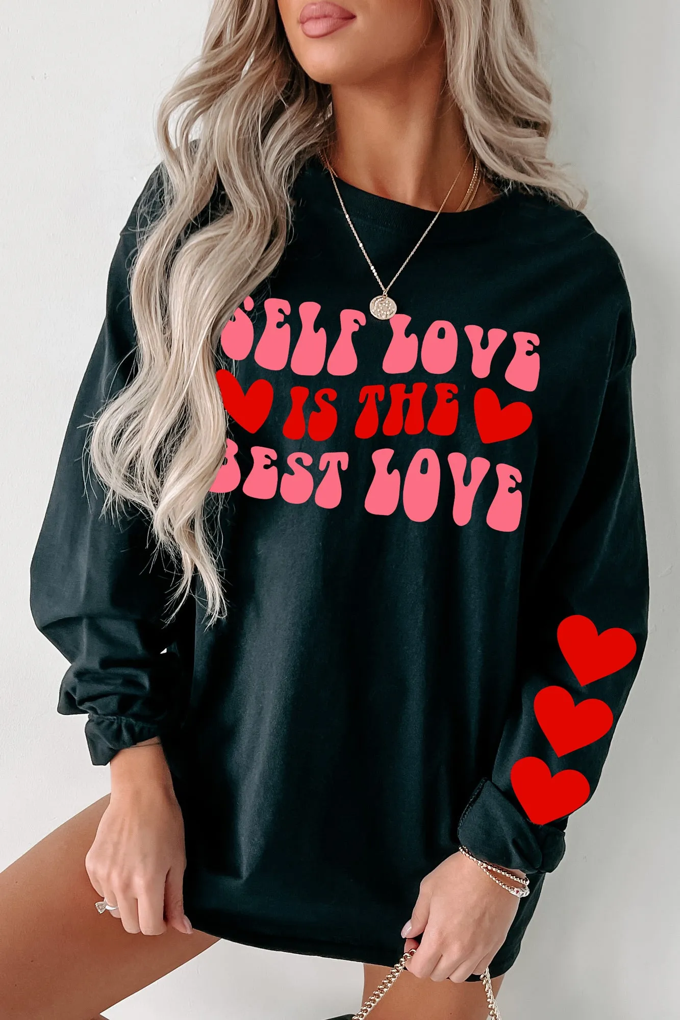 "Self Love Is The Best Love" Graphic Multiple Shirt Options (Black) - Print On Demand