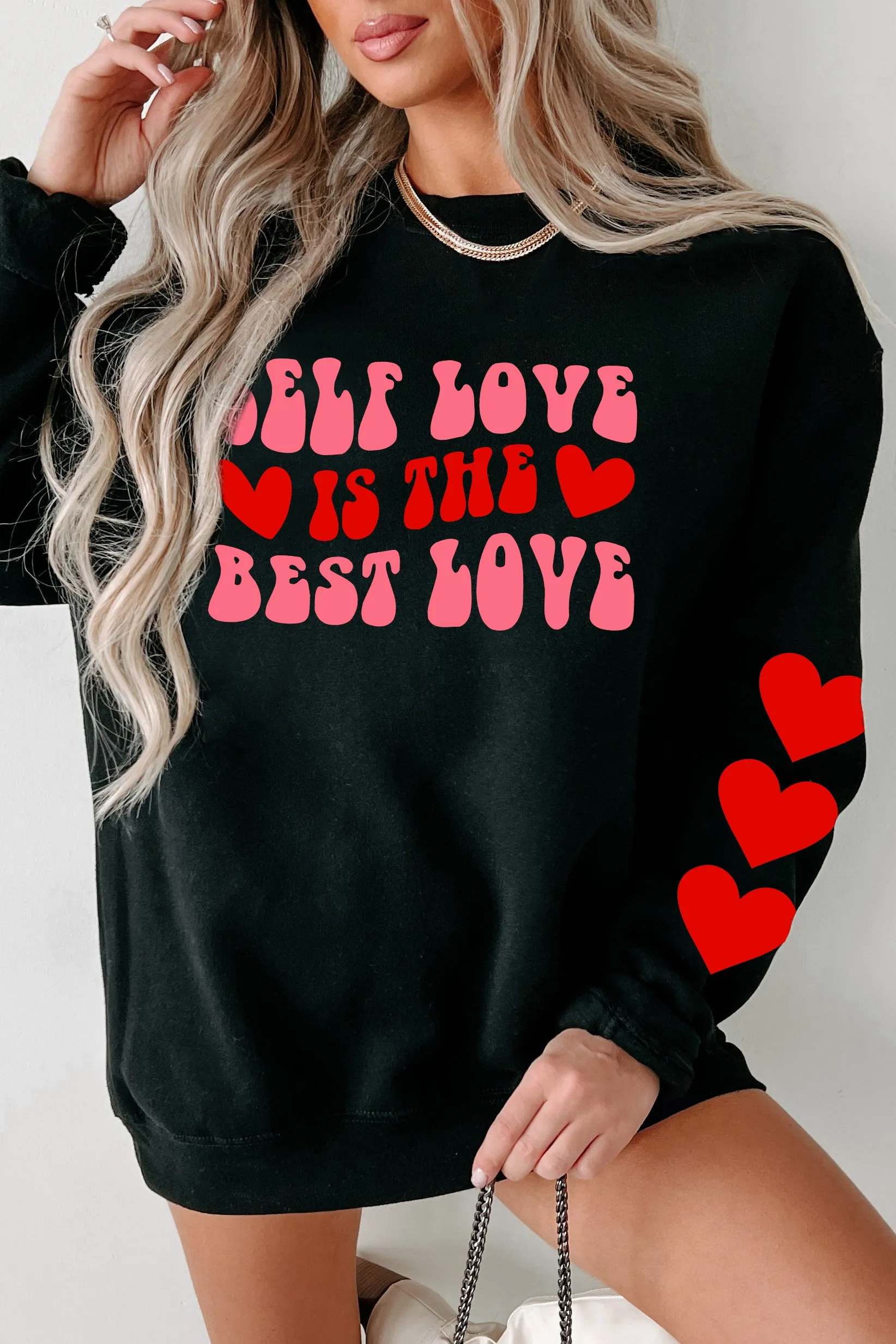 "Self Love Is The Best Love" Graphic Multiple Shirt Options (Black) - Print On Demand