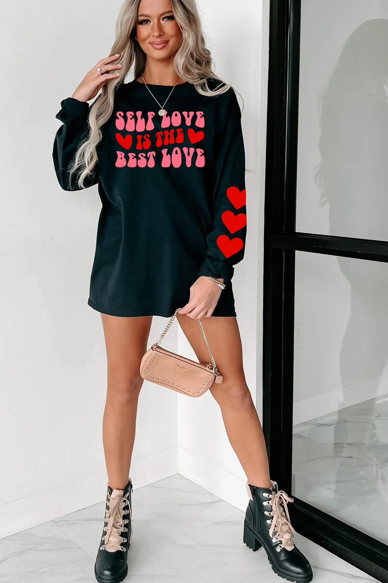 "Self Love Is The Best Love" Graphic Multiple Shirt Options (Black) - Print On Demand