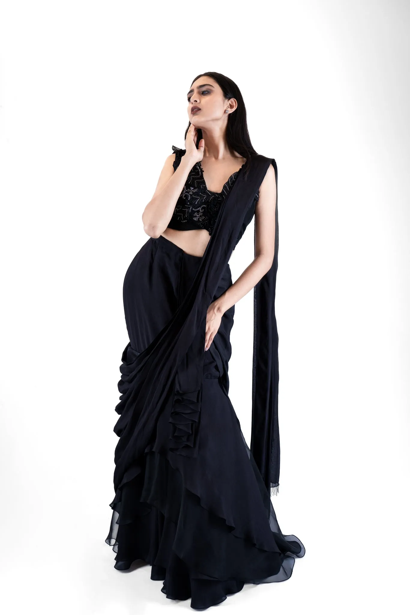 Raven Black Concept Saree