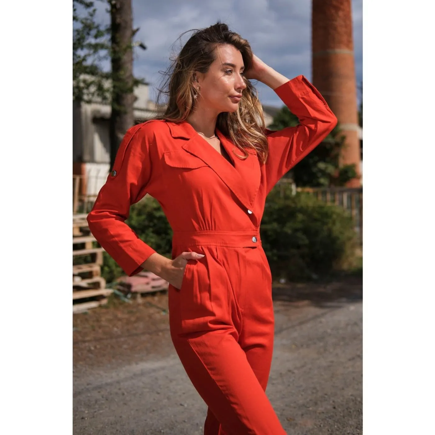 Red Blazer Jumpsuit