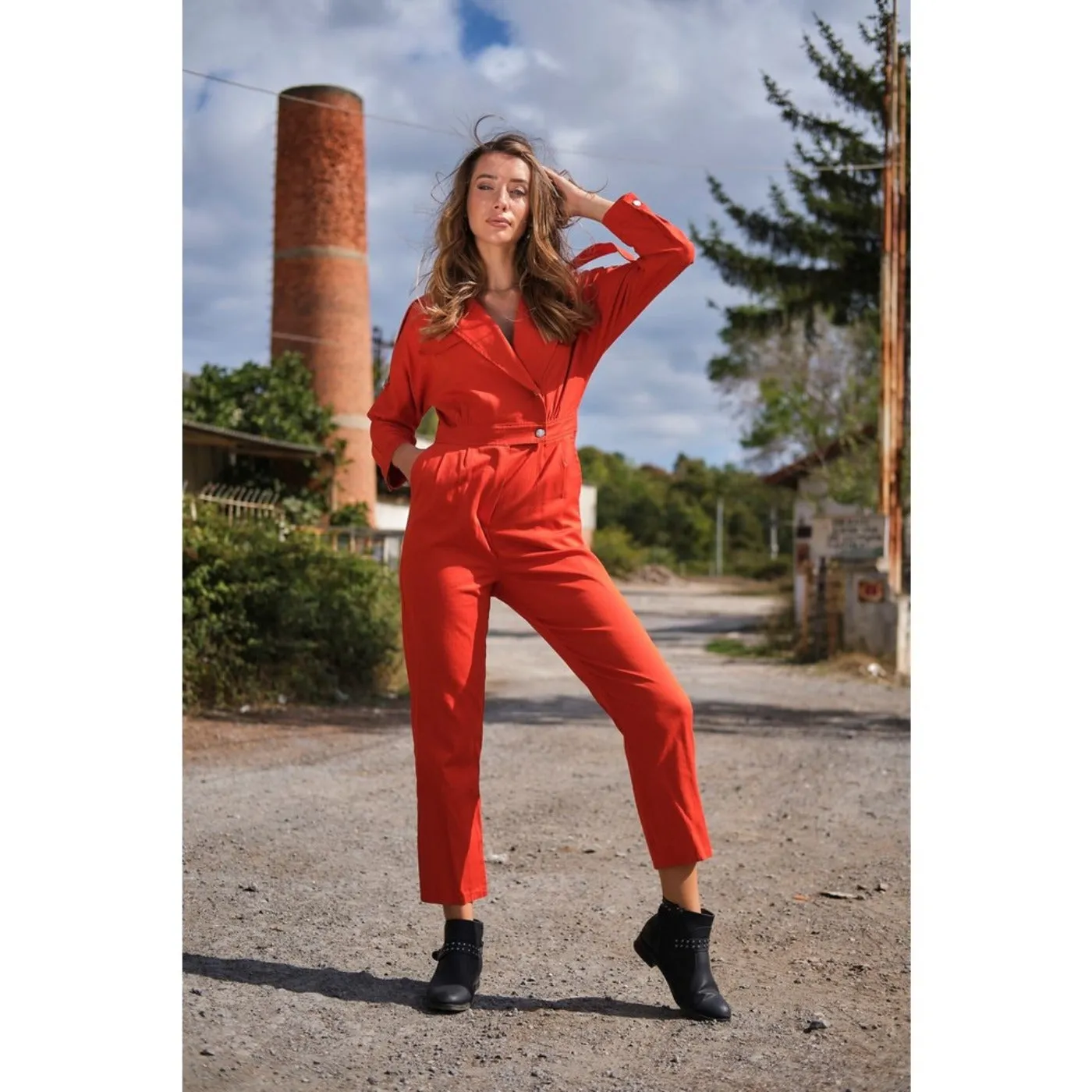 Red Blazer Jumpsuit