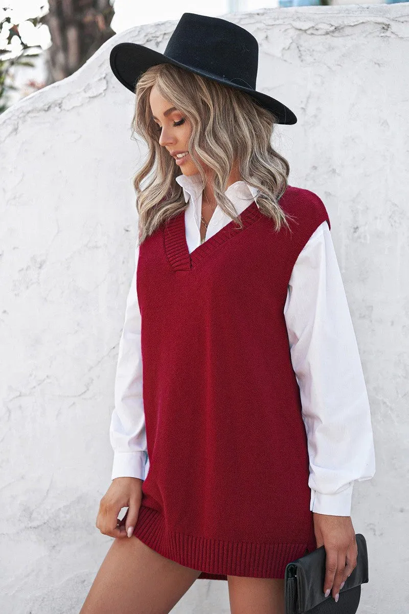 Red Pullover Sweater Vest