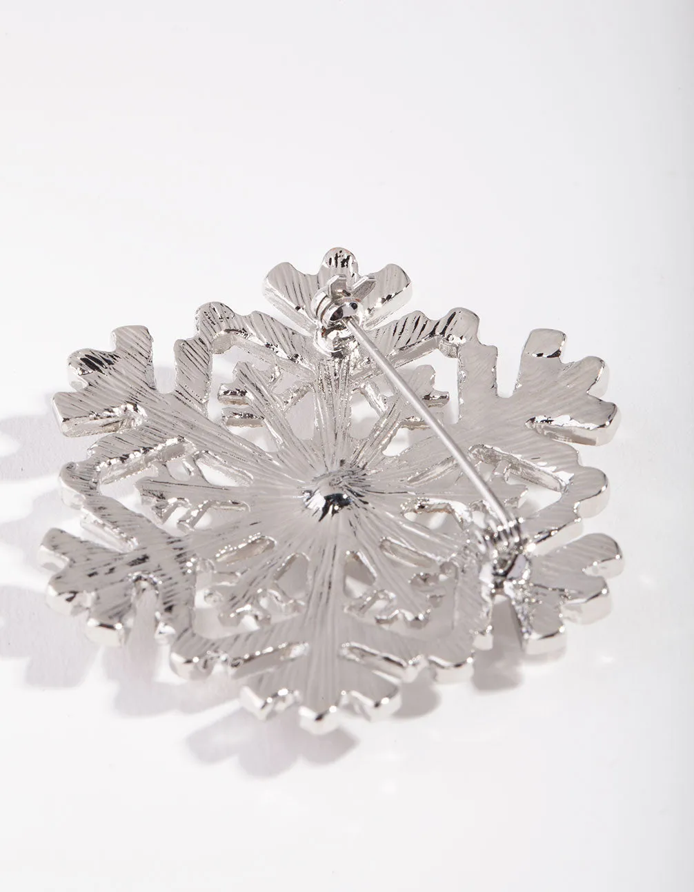 Rhodium Large Diamante Snowflake Broach