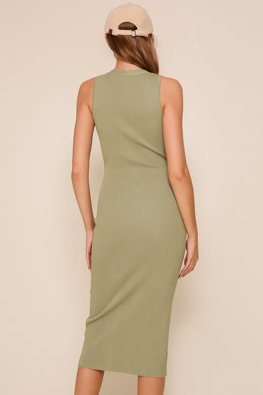 Sage Sweater Midi Night Out Dress