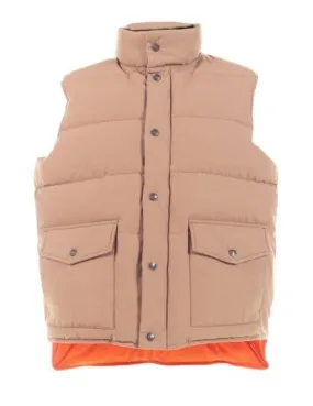 Schott NYC - Bobby; Water Repellent Cotton Blend Down Filled Vest - Khaki/Orange