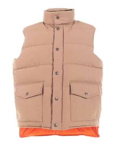 Schott NYC - Bobby; Water Repellent Cotton Blend Down Filled Vest - Khaki/Orange