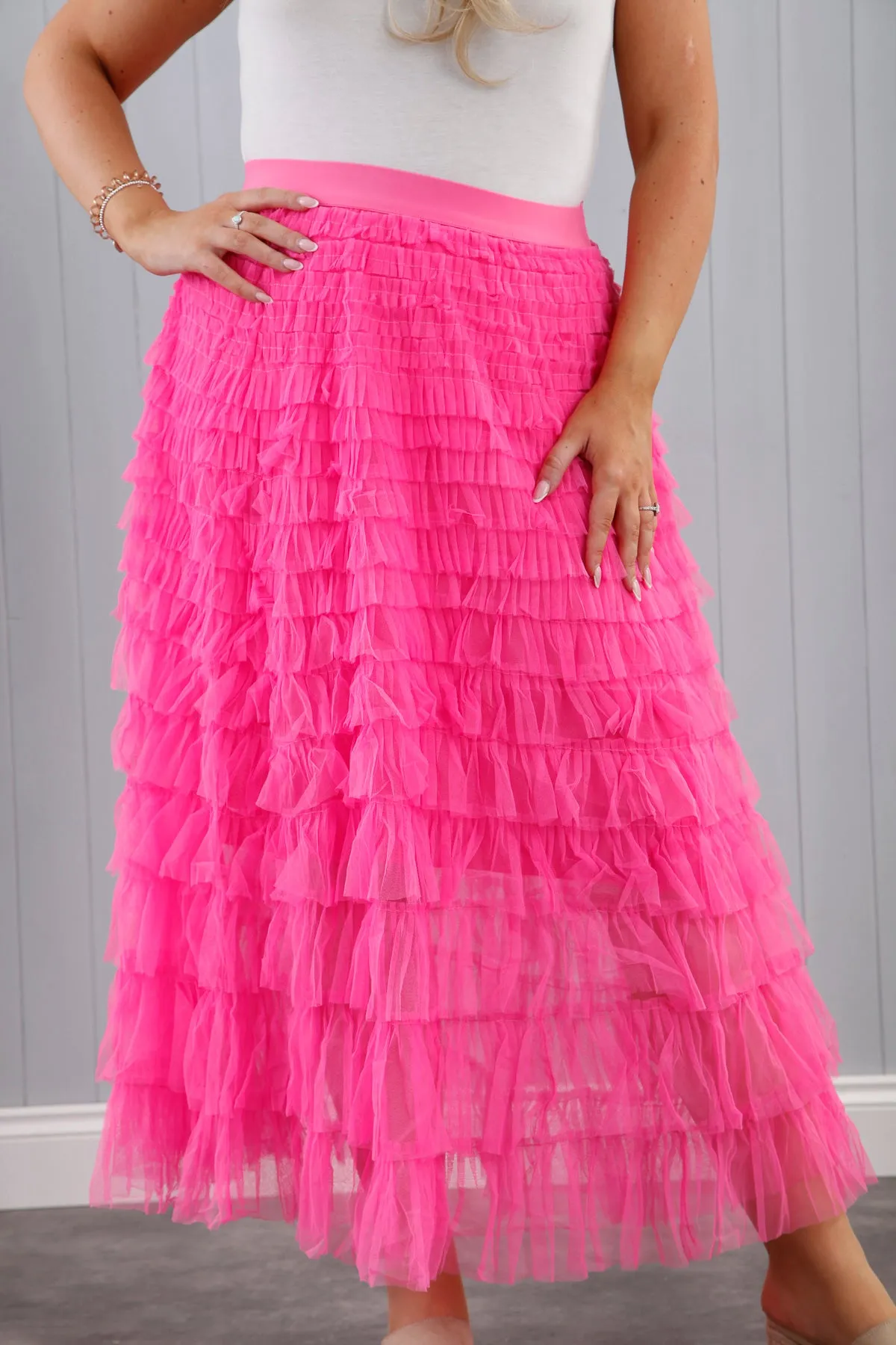 Seraphina Ruffle Skirt Hot Pink