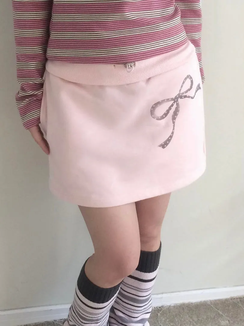 Sic Astra Soft Baby Pink Ribbon Hoodie Skirt Set