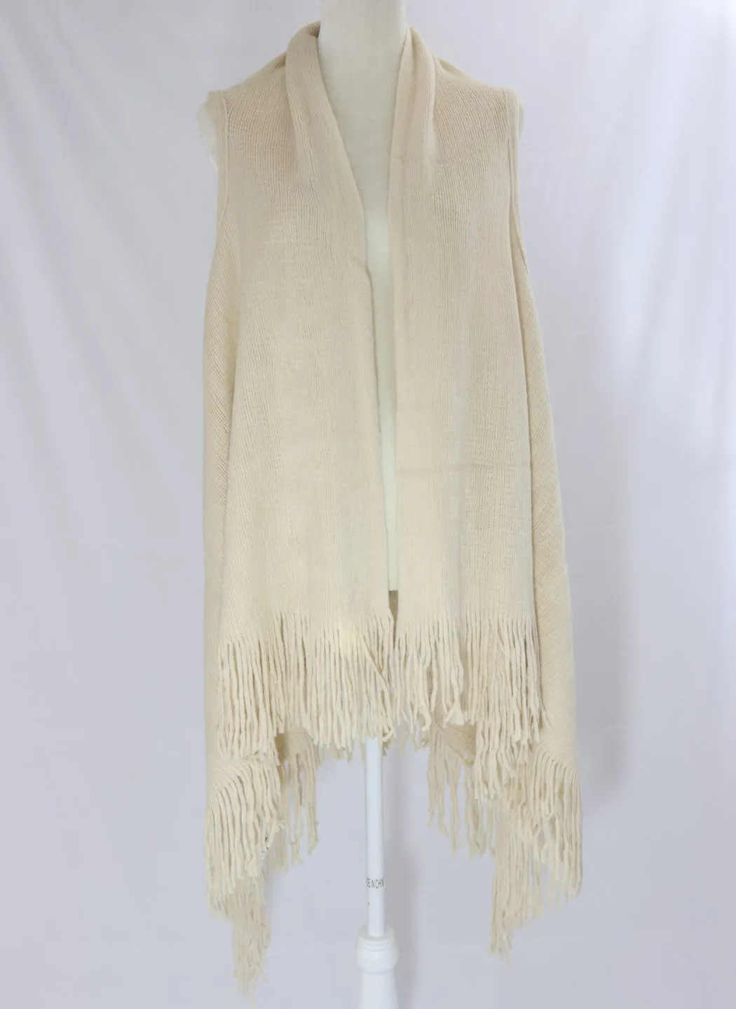 Solid fringe knit vest