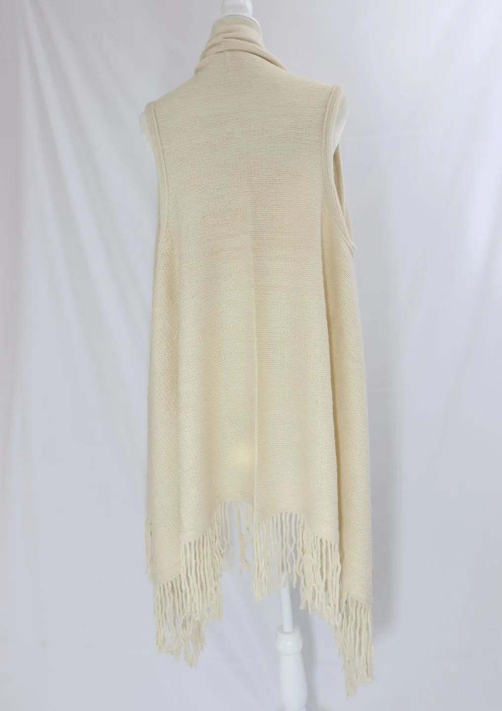 Solid fringe knit vest