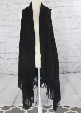 Solid fringe knit vest