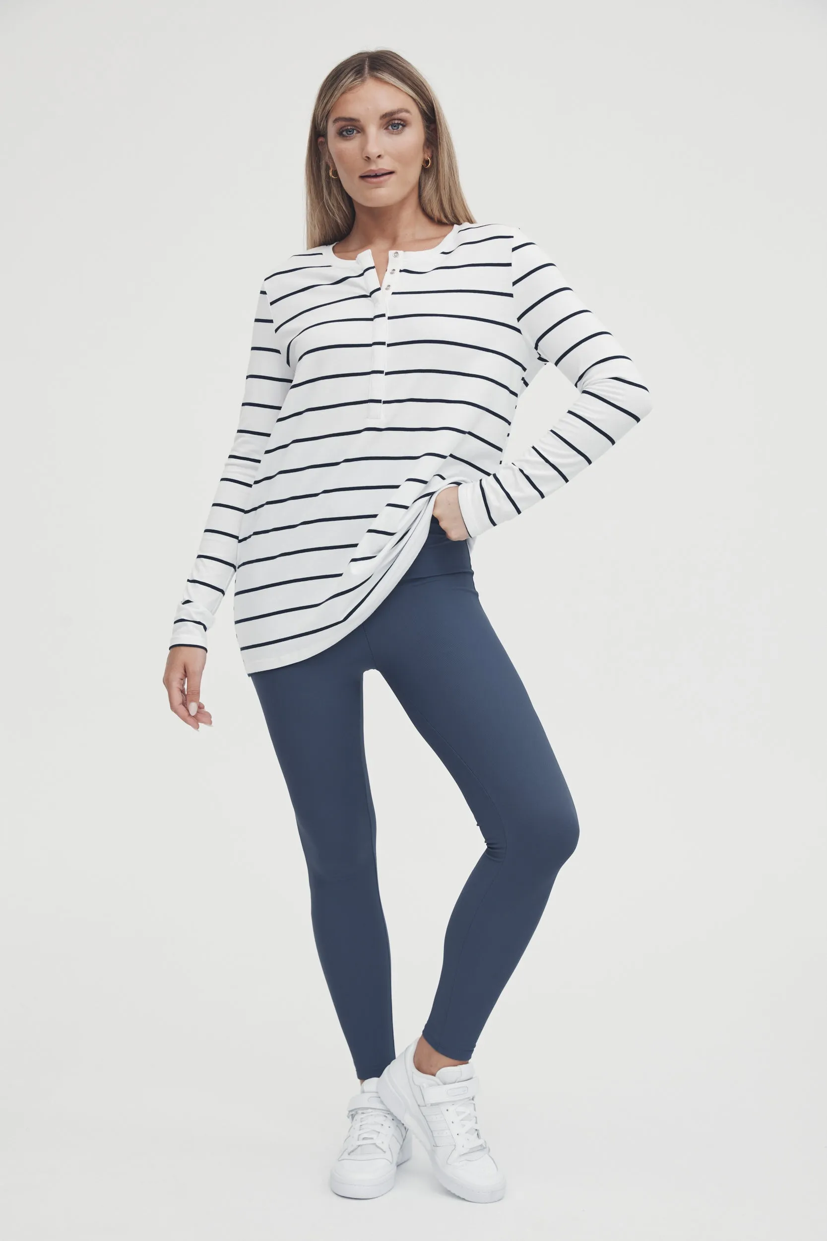 Sophia Stripe Tee (White Navy Stripe)