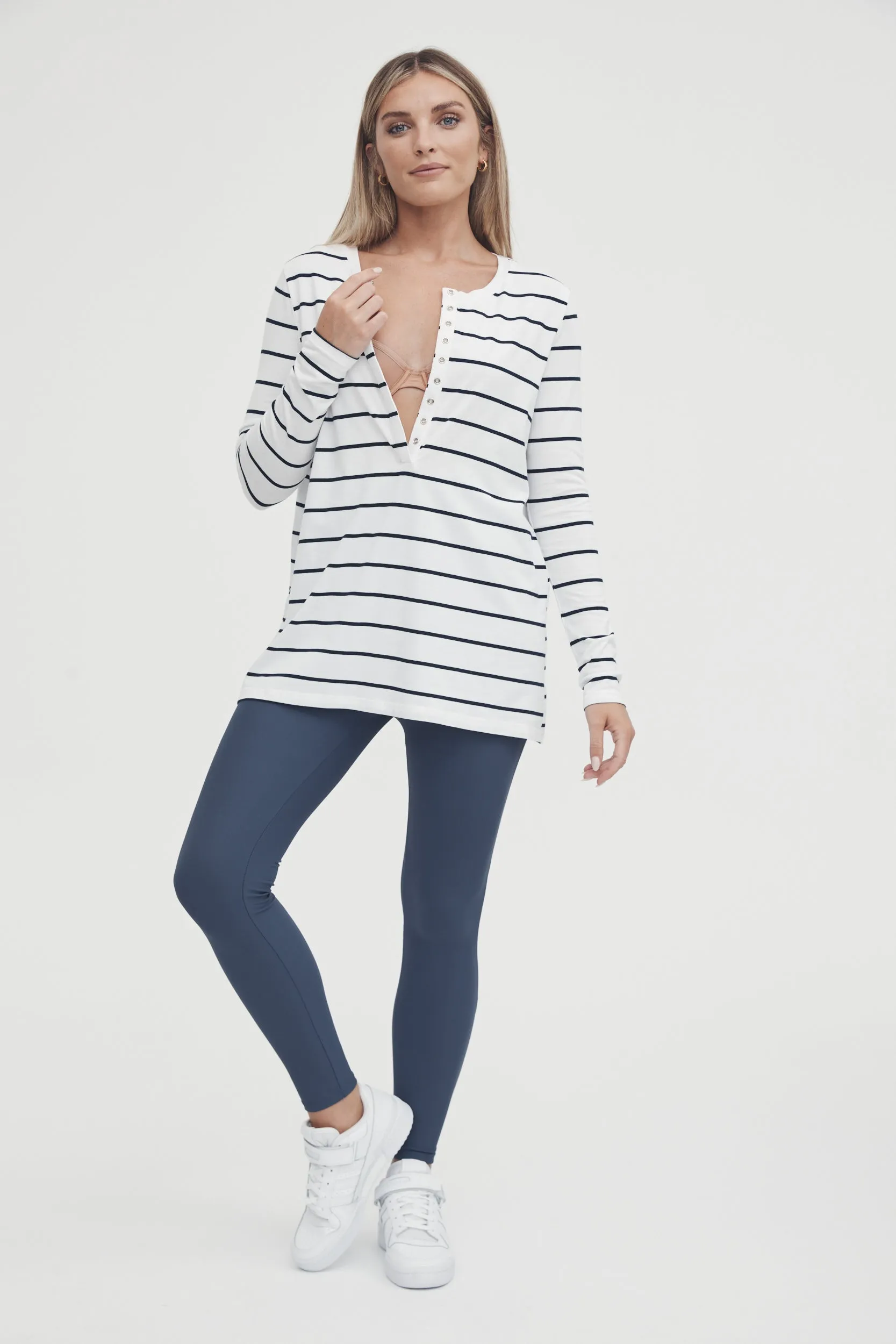 Sophia Stripe Tee (White Navy Stripe)