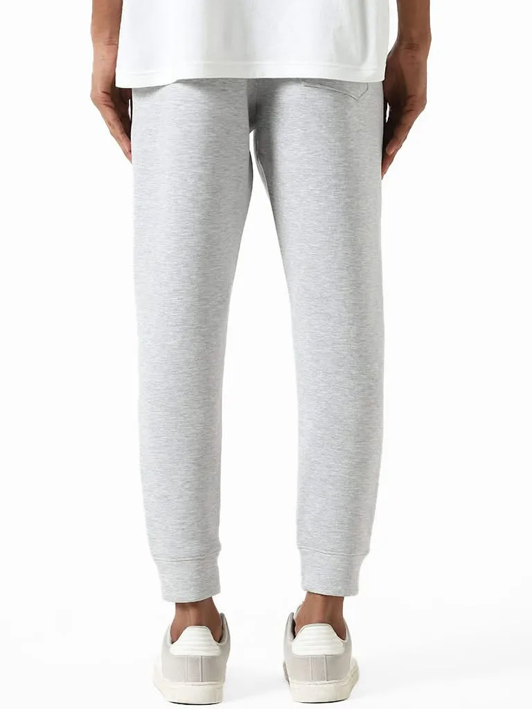 Studiofit Grey Melange Slim-Fit Mid-Rise Joggers