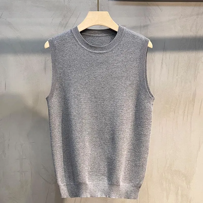 Sweater Vest Men Spring New Arrival Sleeveless Basic O-neck Knitwear Korean Style Trendy Solid Handsome Streetwear BF All-match