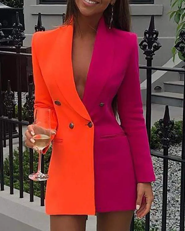 Tangerine Duo Tone Blazer Dress